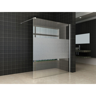 Wiesbaden Partly inloopdouche 140x200cm met 8mm NANO coating glas met satin band chroom