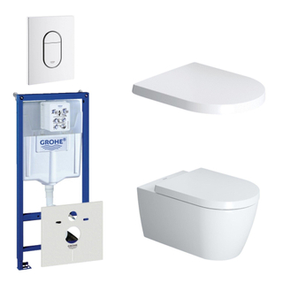 Duravit Starck Me toiletset bestaande uit inbouwreservoir, diepspoel wandcloset met softclose toiletzitting en bedieningsplaat verticaal wit