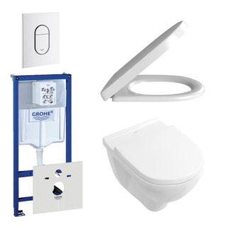 Villeroy & Boch O.Novo Toiletset - softclose en quickrelease zitting – bedieningsplaat verticaal wit - wit