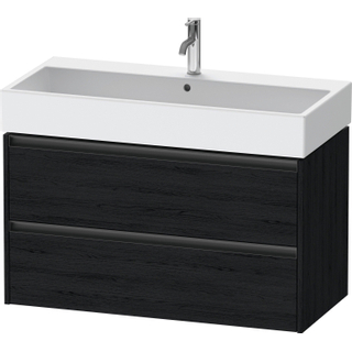 Duravit Ketho 2 wastafelonderbouwkast met 2 laden 98.4x46x54.9cm met grepen antraciet eiken zwart mat