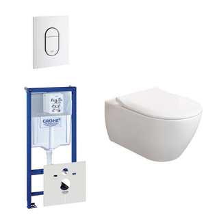 Villeroy & Boch Subway 2.0 ViFresh toiletset met slimseat softclose en quick release en bedieningsplaat verticaal wit