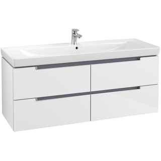 Villeroy en Boch Subway 2.0 wastafelonderbouw 128,7x44,9x52cm met 4 lades glanzend wit