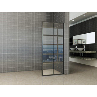 Wiesbaden Horizon inloopdouche 90x200cm met 10mm helder NANO glas met handdoekhouder zwart mat