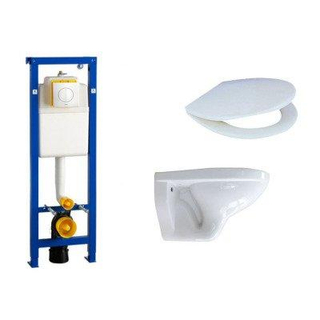 Adema Classico toiletset bestaande uit inbouwreservoir en toiletpot basic toiletzitting en bedieningsplaat wit