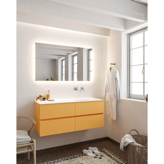 MONDIAZ VICA Badkamermeubelset - 120cm - 4 lades - wasbak Cloud rechts - 0 kraangaten - solid surface ocher