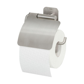 Tiger Colar Toiletrolhouder met klep RVS geborsteld 14.6x13.3x3.5cm