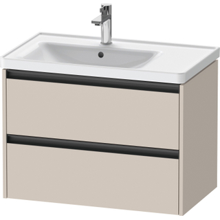 Duravit Ketho 2 wastafelonderbouwkast met 2 laden voor waskom links 78.4x45.5x54.9cm met grepen antraciet taupe mat