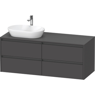 Duravit Ketho 2 wastafelonderbouwkast incl. consoleplaat met 4 laden voor waskom links 140x55x56.8cm met handgrepen antraciet grafiet mat