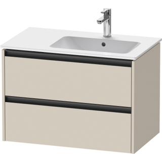 Duravit Ketho 2 wastafelonderbouwkast met 2 laden voor waskom rechts 81x48x54.9cm met grepen antraciet taupe supermat