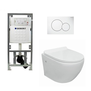 Nemo Go toiletset compact Rimless inclusief UP320 toiletreservoir met softclose en quickrelease toiletzitting met bedieningsplaat wit