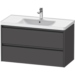 Duravit Ketho 2 wastafelonderbouwkast met 2 laden 98.4x45.5x54.9cm met grepen antraciet grafiet mat