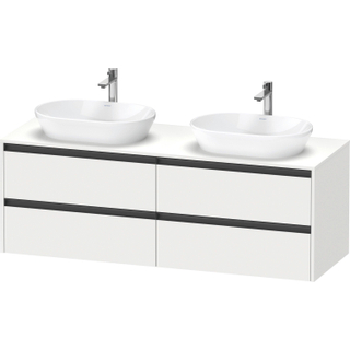 Duravit Ketho 2 wastafelonderbouwkast incl. consoleplaat met 4 laden voor dubbele waskommen 160x55x56.8cm met handgrepen antraciet wit mat