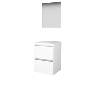 Basic-Line Ultimate 46 badkamermeubelset - 50x46cm - greeploos - 2 lades - wastafelblad - Spiegel - verlichting MDF lak Ice White