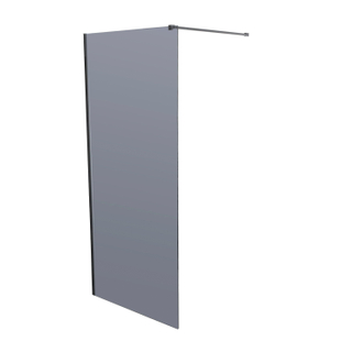 Wiesbaden Slim inloopdouche met mat zwart profiel en stabilisatiestang 90x200cm 8mm rookglas