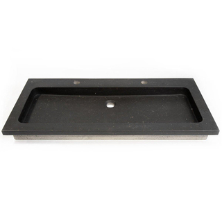 Saniclass Noche meubelwastafel 100x46x9cm met 2 kraangaten 1 sifonuitsparing basalt gepolijst