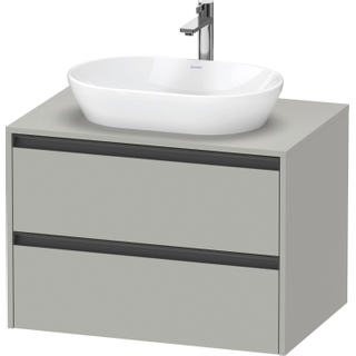 Duravit Ketho 2 wastafelonderbouwkast incl. consoleplaat met 2 laden 80x55x56.8cm met handgrepen antraciet betongrijs mat