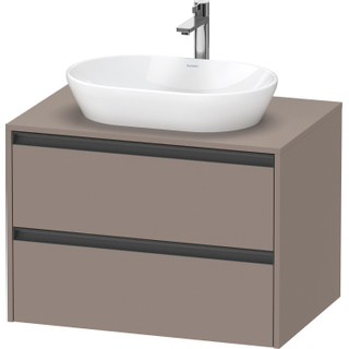 Duravit Ketho 2 wastafelonderbouwkast incl. consoleplaat met 2 laden 80x55x56.8cm met handgrepen antraciet basalt mat