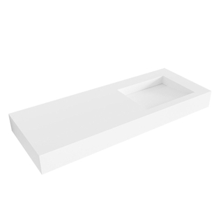 Mondiaz AVON Vrijhangende wastafel - 120cm - wasbak rechts - rand 12cm - Solid surface Talc