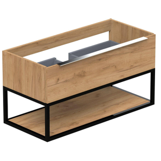 Thebalux Type onderbouwkast 100x45x50cm opbouwgreep chroom 1 softclose lades standaard greep MDF/spaanderplaat/metaal oak grain