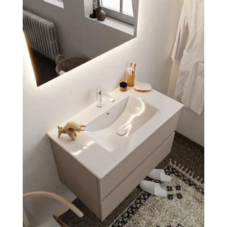 MONDIAZ VICA Badkamermeubelset - 80cm - 2 lades - wasbak Denia midden - 1 kraangat - solid surface smoke