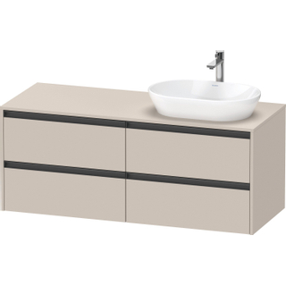 Duravit Ketho 2 wastafelonderbouwkast incl. consoleplaat met 4 laden voor waskom rechts 140x55x56.8cm met handgrepen antraciet taupe mat