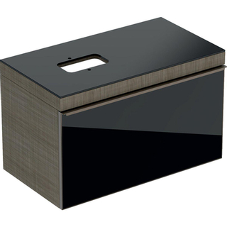 Geberit Citterio onderbouwkast met glasplaat 88.4x54.3x50.4cm met 1 lade grijs/zwart