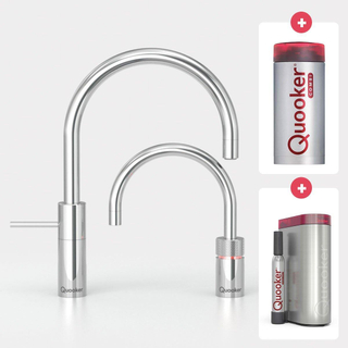 Quooker NL Nordic round kokendwaterkraan opbouw uittrekbare met Combi+ reservoir Chroom