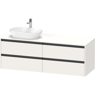 Duravit Ketho 2 wastafelonderbouwkast incl. consoleplaat met 4 laden voor waskom links 160x55x56.8cm met handgrepen antraciet wit supermat