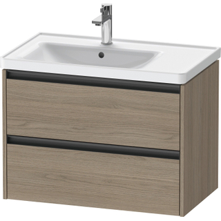 Duravit Ketho 2 wastafelonderbouwkast met 2 laden voor waskom links 78.4x45.5x54.9cm met grepen antraciet eiken terra mat