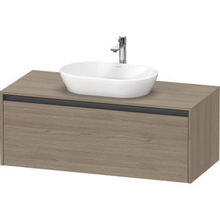 Duravit Ketho 2 wastafelonderbouwkast incl. consoleplaat met 1 lade 120x55x45.9cm met handgreep antraciet eiken terra mat