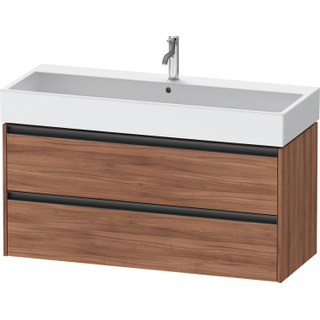 Duravit Ketho 2 wastafelonderbouwkast met 2 lade voor enkele wastafel 118.4x46x54.9cm met grepen antraciet noten mat