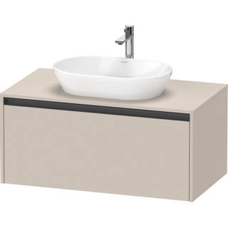 Duravit Ketho 2 wastafelonderbouwkast incl. consoleplaat met 1 lade 100x55x45.9cm met handgreep antraciet taupe mat