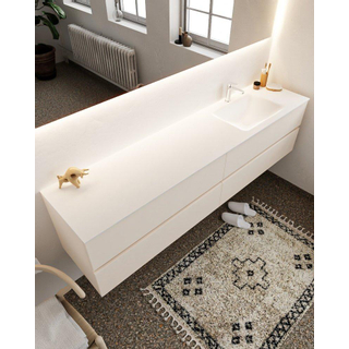 MONDIAZ VICA Badkamermeubelset - 200cm - 4 lades - wasbak Cloud rechts - 1 kraangat - solid surface linen