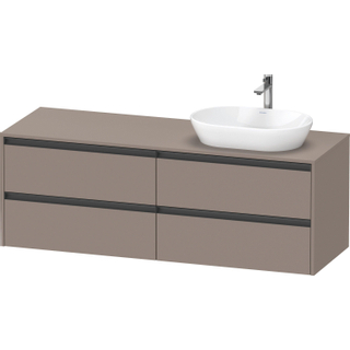 Duravit Ketho 2 wastafelonderbouwkast incl. consoleplaat met 4 laden voor waskom rechts 160x55x56.8cm met handgrepen antraciet basalt mat