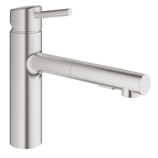 GROHE Concetto Keukenkraan - uittrekbare uitloop - 2 straalsoorten - supersteel geborsteld