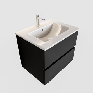 MONDIAZ VICA Badkamermeubelset - 60cm - 2 lades - wasbak Denia midden - 1 kraangat - solid surface urban