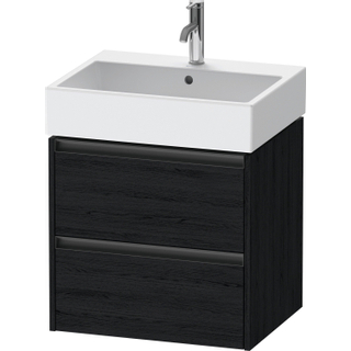 Duravit Ketho 2 wastafelonderbouwkast met 2 laden 58.4x46x54.9cm met grepen antraciet eiken zwart mat