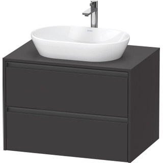 Duravit Ketho 2 wastafelonderbouwkast incl. consoleplaat met 2 laden 80x55x56.8cm met handgrepen antraciet grafiet supermat