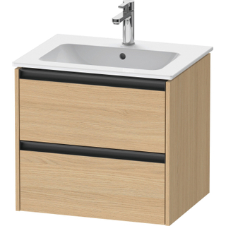 Duravit Ketho 2 wastafelonderbouwkast met 2 laden 61x48x55cm met grepen antraciet natuur eiken mat