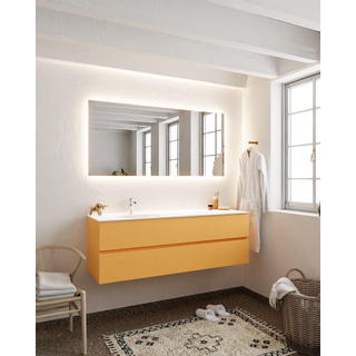 MONDIAZ VICA Badkamermeubelset - 150cm - 2 lades - wasbak Moon links - 1 kraangat - solid surface ocher