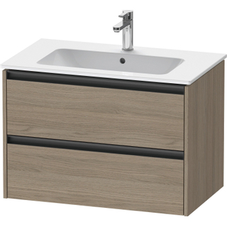 Duravit Ketho 2 wastafelonderbouwkast met 2 laden 81x48x55cm met grepen antraciet eiken terra mat