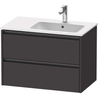 Duravit Ketho 2 wastafelonderbouwkast met 2 laden voor waskom rechts 81x48x54.9cm met grepen antraciet grafiet supermat