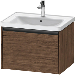 Duravit Ketho 2 wastafelonderbouwkast met 1 lade 63.4x45.5x44cm met greep antraciet donker noten mat