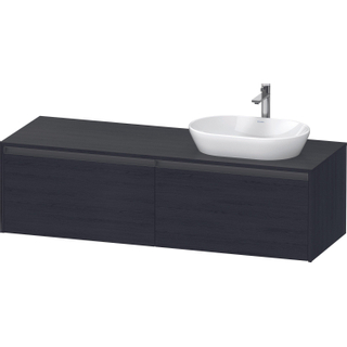 Duravit Ketho 2 wastafelonderbouwkast incl. consoleplaat met 2 laden voor waskom rechts 160x55x45.9cm met handgrepen antraciet eiken zwart mat