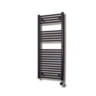 Sanicare Elektrische Design Radiator - 111.8 x 45 cm - 596 Watt - thermostaat chroom rechtsonder - zwart mat