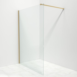 Saniclass Bellini inloopdouche 140x200cm met 8mm helder glas met messing profiel en stabilisatiestang