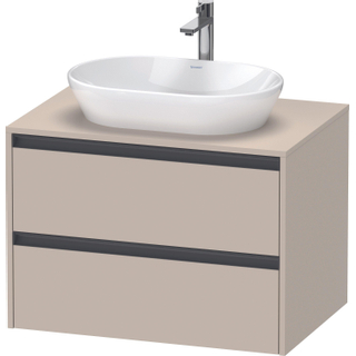 Duravit Ketho 2 wastafelonderbouwkast incl. consoleplaat met 2 laden 80x55x56.8cm met handgrepen antraciet taupe supermat