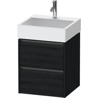 Duravit Ketho 2 wastafelonderbouwkast met 2 laden 48.4x46x54.9cm met grepen antraciet eiken zwart mat