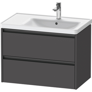 Duravit Ketho 2 wastafelonderbouwkast met 2 laden voor waskom rechts 78.4x45.5x54.9cm met grepen antraciet grafiet mat