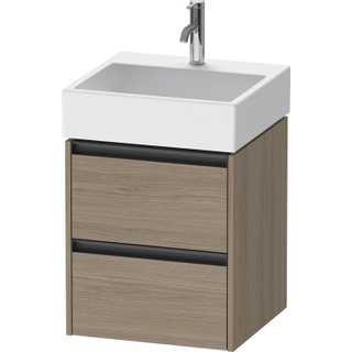 Duravit Ketho 2 wastafelonderbouwkast met 2 laden 48.4x46x54.9cm met grepen antraciet eiken terra mat